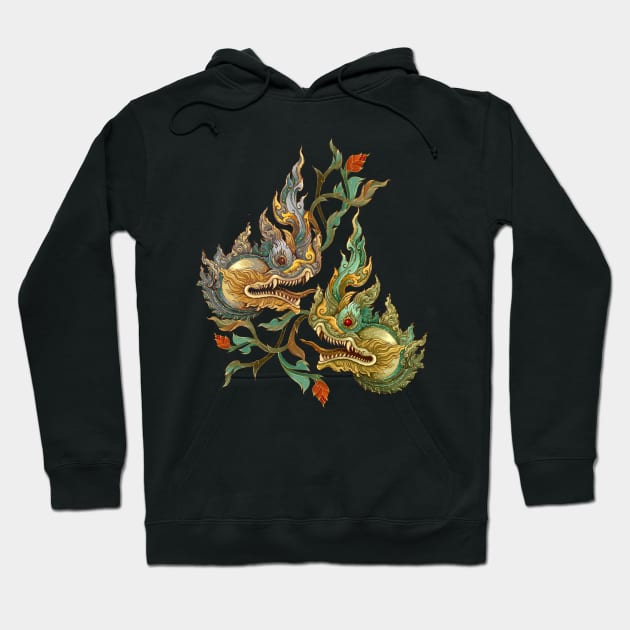 Thai art Naga head. Hoodie by Lewzy Design